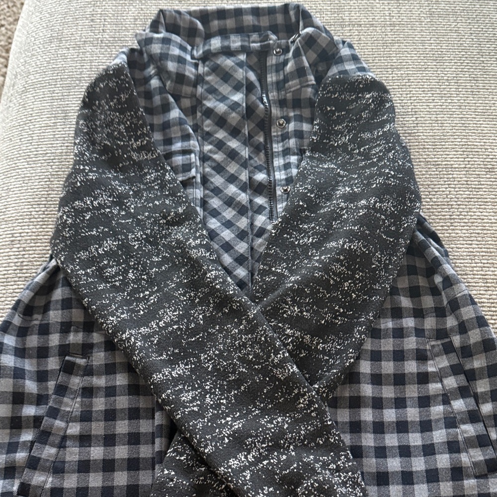 LOGO by Lori Goldstein Black and Gray Plaid Shacket
